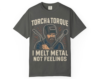 Fundo metal, no sentimientos. Camiseta de soldador con humor y orgullo de fabricante.