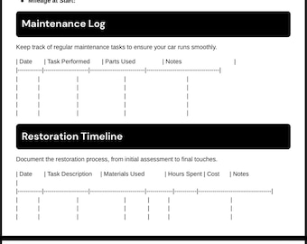 Wartung und Restaurierung Logbuch - Bearbeitbarer PDF Tracker für Schweißer, Verarbeiter und Werkstattbauer