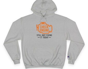 Sudadera con capucha de Torch and Torque, mecánico divertido, humor de garaje, aficionado a los coches, Check Engine Champion