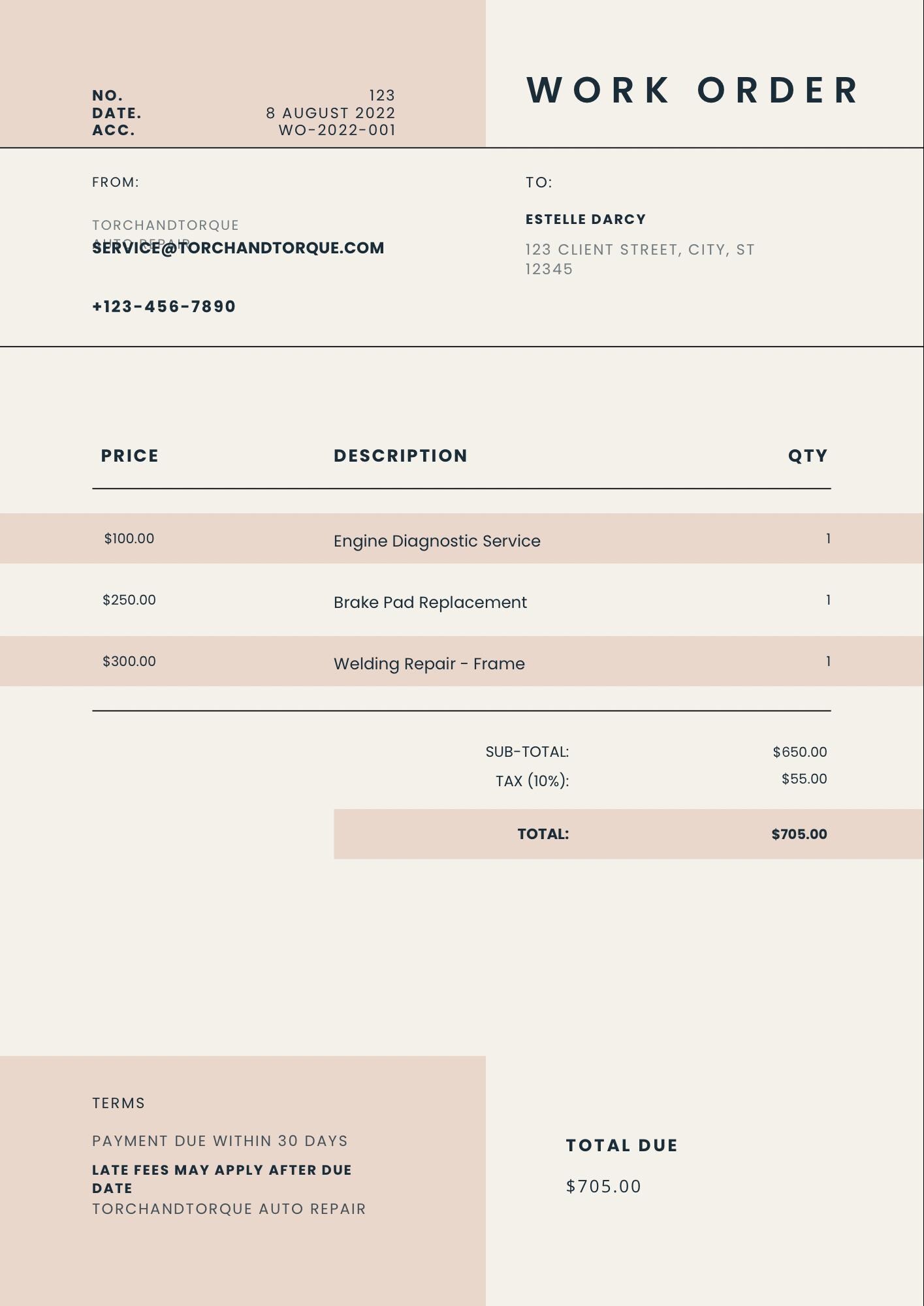 Editable Mechanic Work Order Bundle – Auto Repair Invoice Templates (6 ...