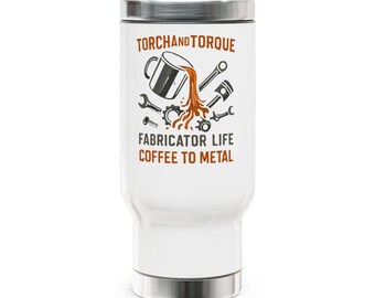 Taza de viaje de acero inoxidable con asa, 14 oz