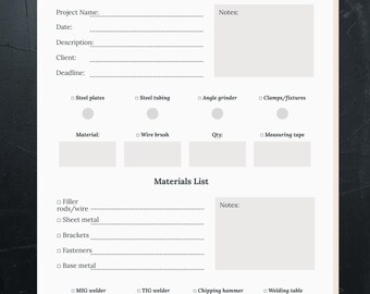Checkliste & Planer für Schweißherstellungsprojekte - Bearbeitbares PDF für Schweißer, Verarbeiter und Werkstattbauer
