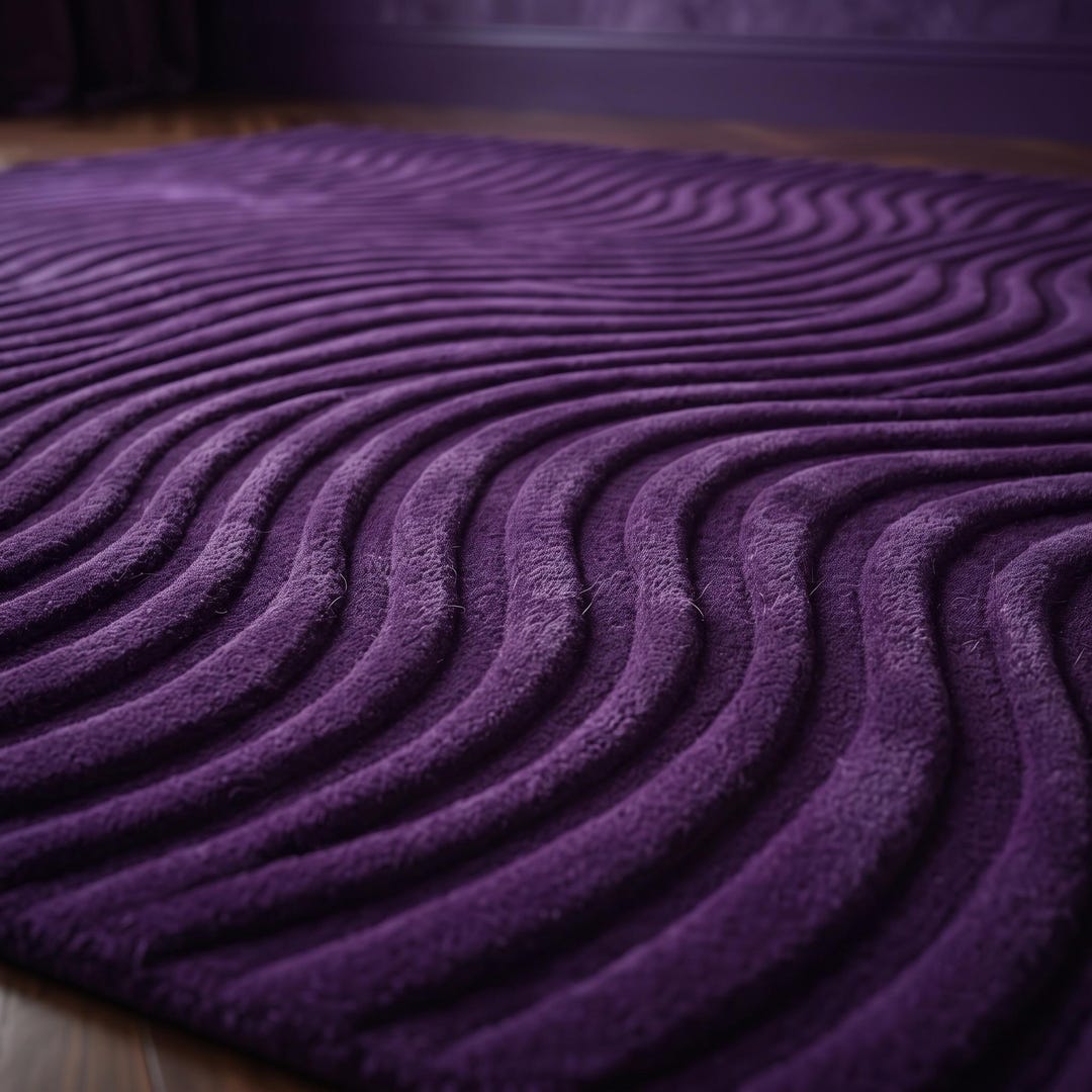 Hand Tufted Purple Wool Wave Rug, 3D Sculpted Texture, Modern Luxury ...