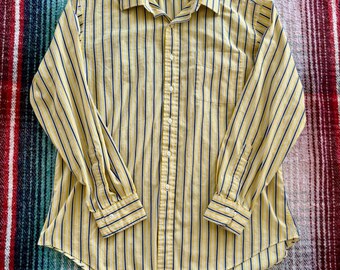 90s Polo Ralph Lauren Yellow/Blue Striped Curham Shirt XL
