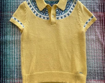 00s Polo Ralph Lauren Fair Isle Knit Polo Sweater L