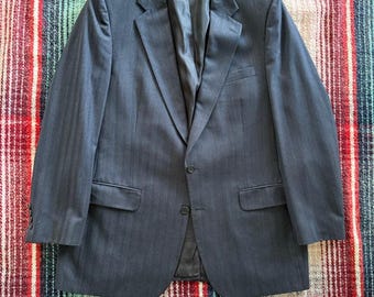 Blazer Burberry azul marino a rayas finas de los años 80, talla 46/XL