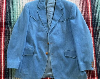 Blazer vaquero de chambray Montgomery Ward de los años 80, talla 43R