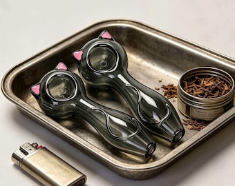 Cat Glass Pipe Clear, Transparent Straight Glass Tube with Filter, Cute Pocket Glass Accessory, Cool Gift for Him Dad Fathers Day