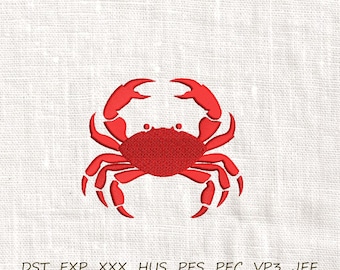 Diseño de bordado de cangrejo, archivo de vida marina náutica (descarga digital)