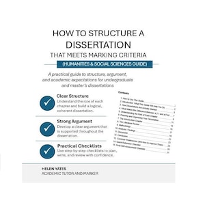 K&ouml;nnte beinhalten: Wei&szlig;es Buchcover mit dem Titel &bdquo;HOW TO STRUCTURE A DISSERTATION THAT MEETS MARKING CRITERIA&ldquo;. Ein Leitfaden f&uuml;r Geistes- und Sozialwissenschaftsstudenten, der klare Strukturen, Argumente und Checklisten bietet.