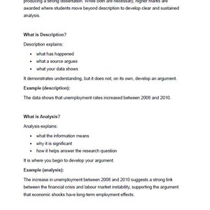 Puede incluir: Una p&aacute;gina blanca con el t&iacute;tulo &laquo;&nbsp;3. Descripci&oacute;n vs An&aacute;lisis&nbsp;&raquo; y texto que explica la diferencia entre descripci&oacute;n y an&aacute;lisis en la escritura acad&eacute;mica. La p&aacute;gina incluye ejemplos de descripci&oacute;n y an&aacute;lisis.