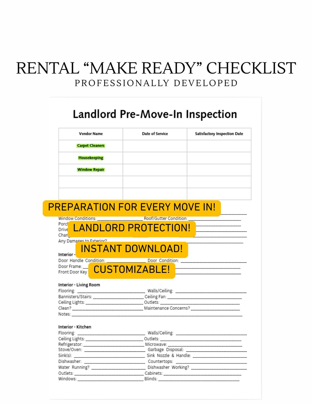 Make Ready Checklist: Customizable (instant Download) - Etsy