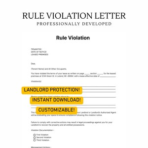Rule Violation Notice for Landlords