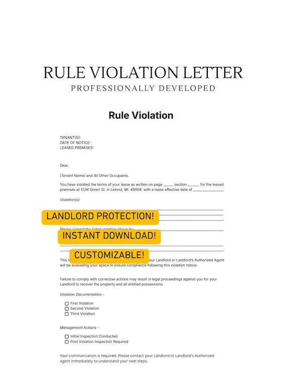 Rule Violation Notice for Landlords