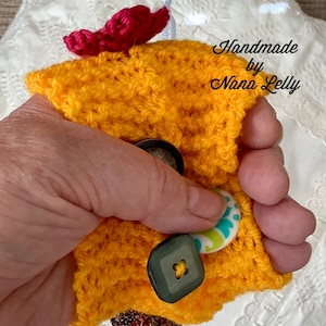 Colourful fidget cuff. Sensory impairment calming aid. Activity textured tactile hand knitted mitten. Therapeutic hand held twiddle muff.