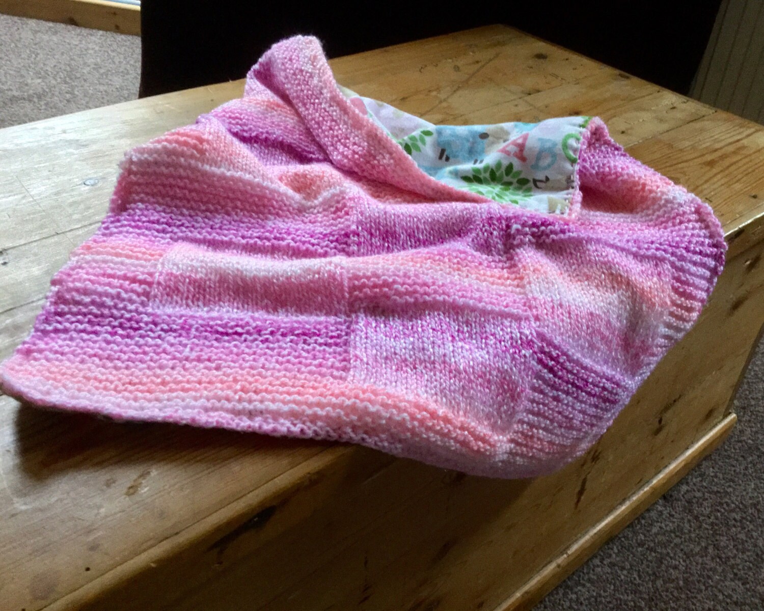 Animal Print Nursery Blanket, Knitted Nursing Cover, Double Sided Baby