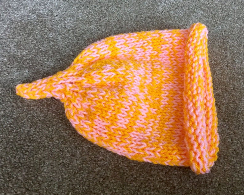 Warm Winter Child Beanie Cute Pixie hat for BabyToddler Baby Beanie Golden Yellow /& Pinks Chunky hat Little Girl Hat Winter Headwear.