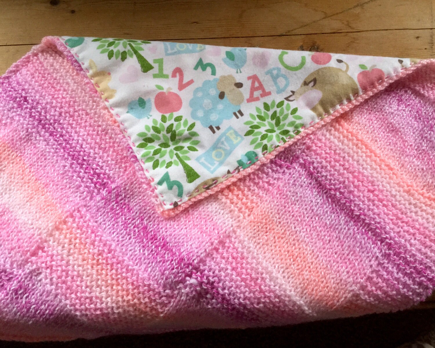 Animal Print Nursery Blanket, Knitted Nursing Cover, Double Sided Baby