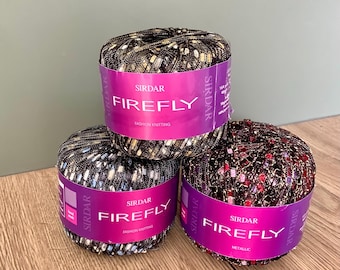 SIRDAR FIREFLY Ladder Yarn spools. Unused  left over yarn. Destash supplies. Metallic knitting yarn.
