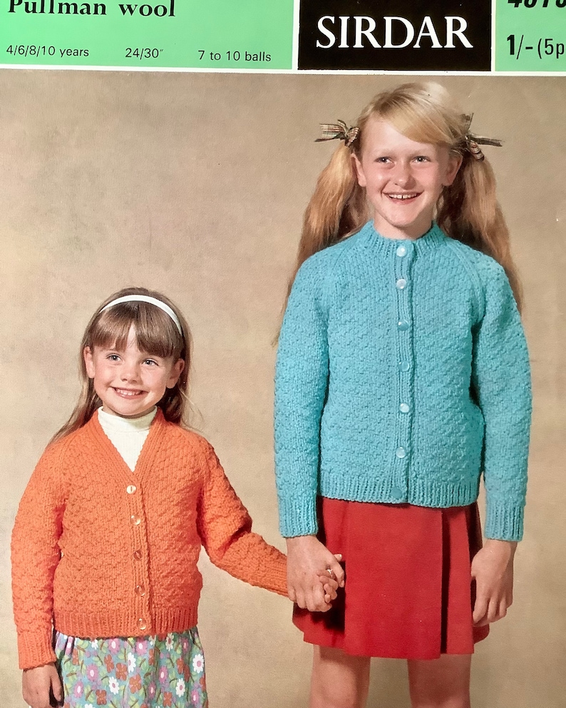 Knitting Pattern for Child's Cardigan. Round or V Neck School Cardigan