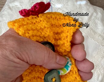 Colourful fidget cuff. Sensory impairment calming aid. Activity textured tactile hand knitted mitten. Therapeutic hand held twiddle muff.