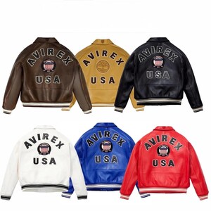Men's Avirex Leather Bomber Jacket Multicolors