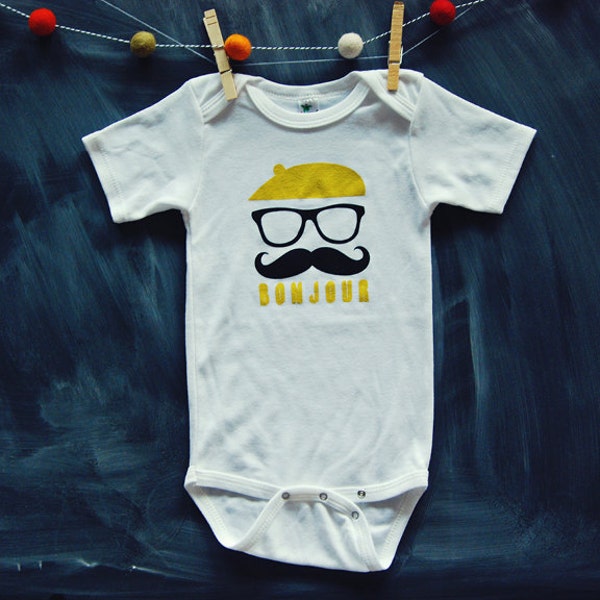 Baby Bodysuit - Mustache French Man - Bonjour