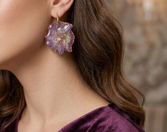 18k vergoldete Ohrringe mit natürlicher Blume