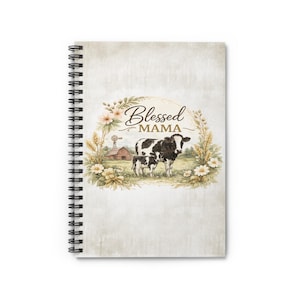 Blessed Mama Cow Notebook | Spiral Ruled Journal