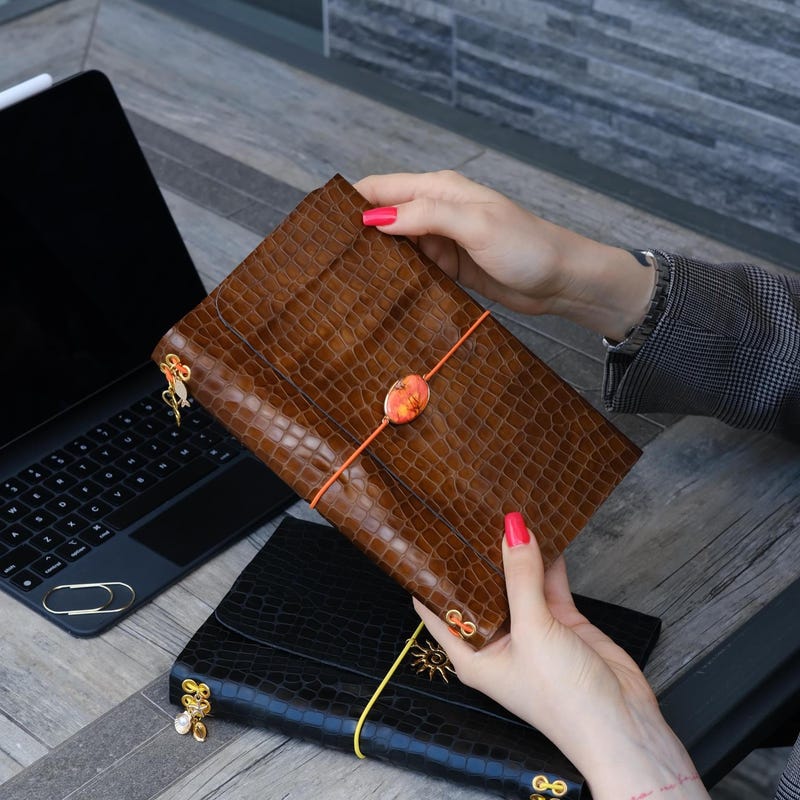 Leather Croc Agenda - Etsy