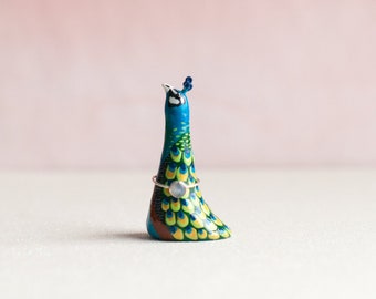 Peacock Ring Holder | Bird Ring Cone | Jewelry Display | Ring Dish | Peacock Sculpture | Peacock Figurine |