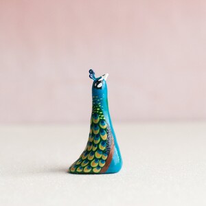 Peacock Ring Holder Bird Ring Cone Jewelry Display Ring Dish Peacock Sculpture Peacock Figurine image 2