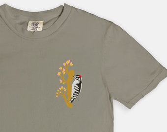 Downy Woodpecker Tee | Comfort Colors TShirt | Mother's Day Gift | Gift for Nature Lover | Gardener Gift | Bird T Shirt | Cute Bird Tee