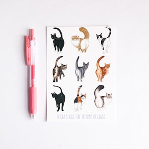 Un cul de chat : le summum de la classe | Impression de fesses de chat | Imprimé petit chat | Carte postale drôle de chat