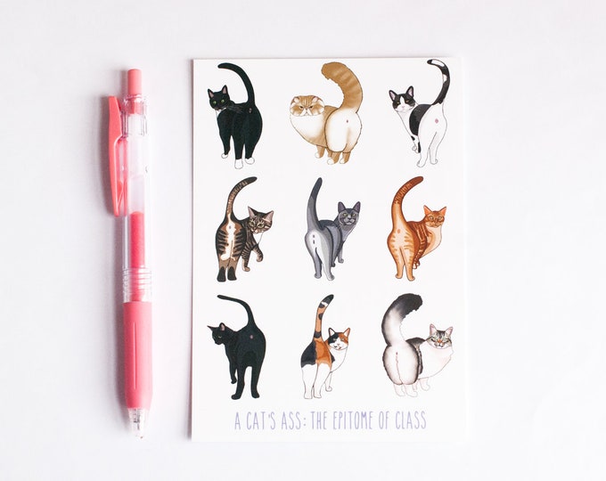 A Cat's Ass: The Epitome of Class Print | Cat Butt Print | Small Cat Print | Funny Cat Postcard