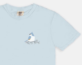 Camisa Tufted Titmouse / Camiseta Comfort Colors / Camiseta de pájaro / Regalo para amante de la naturaleza / Regalo de observador de aves / Regalo único para ella / Linda camisa de pájaro