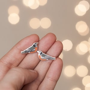 Robin Bird Enamel Stud Earrings | The American Robin | Nature Inspired Earrings | Bird Jewelry | Springtime Earrings | Unique Gifts for Her