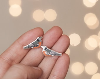 Robin Bird Enamel Stud Earrings | The American Robin | Nature Inspired Earrings | Bird Jewelry | Springtime Earrings | Unique Gifts for Her