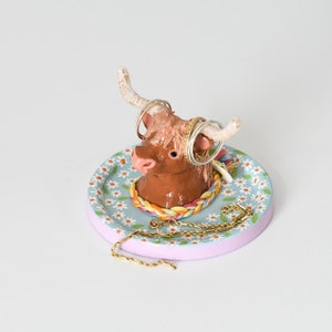Highland Cow Ring Dish | Highland Cow Jewelry Holder | Cow with Horns | Highland Cow Trinket Dish | Gift for Mom