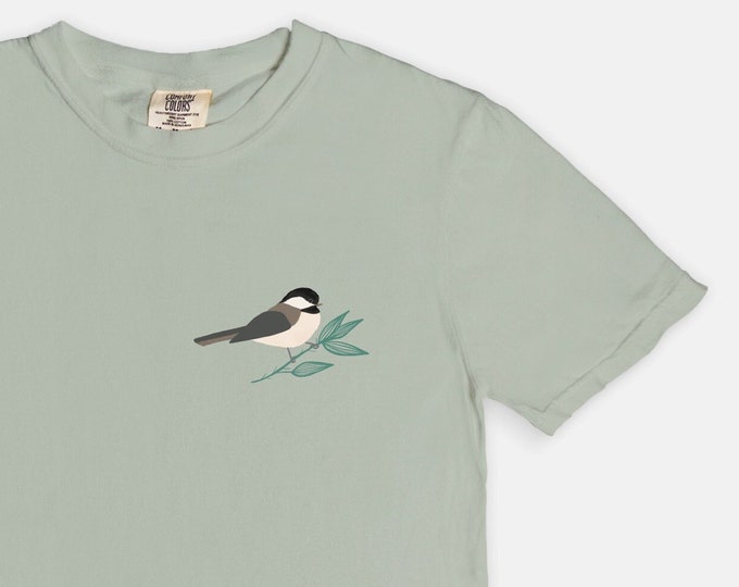 Chickadee Shirt | Bird T Shirt | Comfort Colors | Gift for Her | Gift for Him | Nature Lover Gift | Bird Nerd | Cottagecore | Minimal Tee