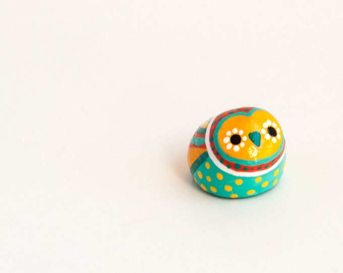 Owl Study 41 | Barn Owl Totem | Colorful | Geometric | Owl Figurine | BirB Pocket Sculpture | Worry Art