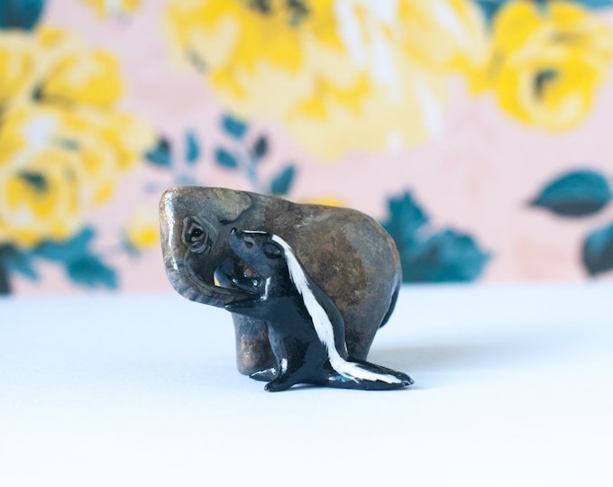Asian Elephant + Skunk: Best Friends Animal Collection | Clay Animal Figurines