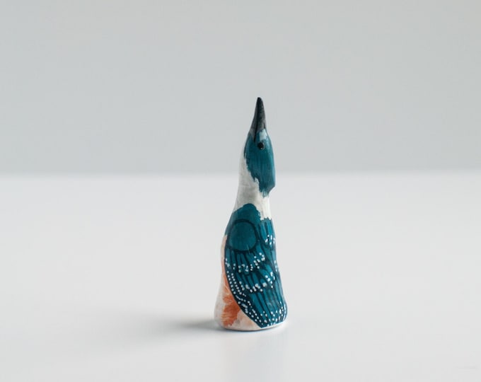 Belted Kingfisher Ring Holder | Bird Ring Cone | Jewelry Display | Ring Dish | Female Kingfisher Figurine