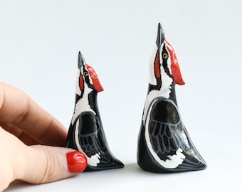 Handmade Pileated Woodpecker Ring Holder: Acrylic Painted Clay Jewelry Organizer
