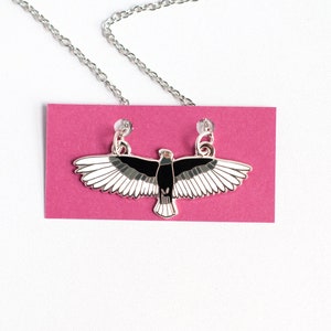 Turkey Vulture Necklace | 2" Vulture Charm | Enamel Jewelry