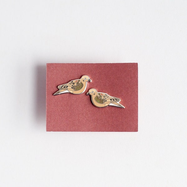 Mourning Dove Earrings | Enamel Jewelry | Stud Earrings | Song Bird | Post Earrings | Bird Jewelry