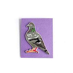 Large Pigeon Pin | 2&quot; Pigeon Brooch | Pigeon Tie Tack | Enamel Jewelry