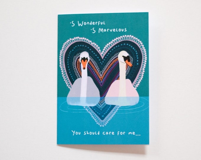 S Wonderful, 'S Marvelous Card | Valentine's Day Card | Anniversary Card | Pair of Swans | Heart Love Card