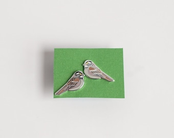 White-Throated Sparrow Earrings | Enamel Jewelry | Stud Earrings |  Song Bird | Post Earrings | Bird Jewelry