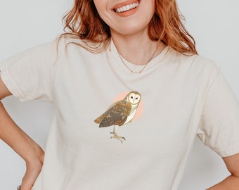 Schleiereule T-Shirt: Komfort Farben Minimalistisches Vogel T-Shirt